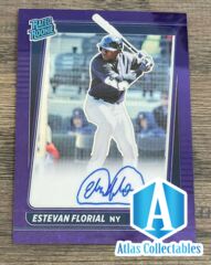 2021 Optic Estevan Florial /99 Purple Cracked Stars Rated Rookie AUTO